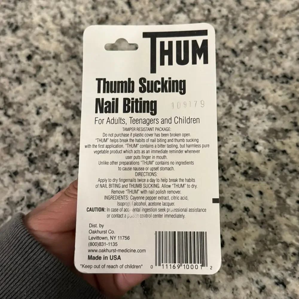 THUM Stop Thumb Sucking Nail Biting Clear Polish Paint .20 Fl. oz. NEW IN BOX